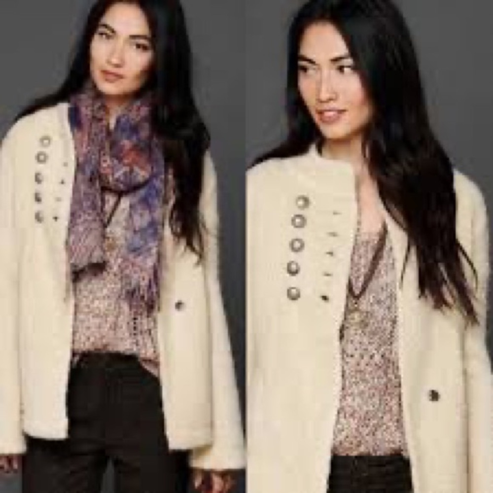 Free People Cornflower Tan Military Sweater Coat; Medium